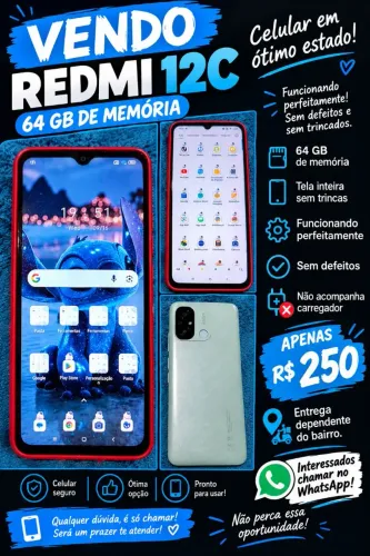 Vendo celular redmi 12c 64 de memória entrego com taxa