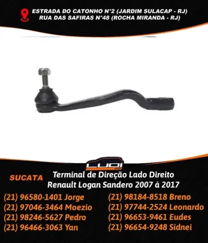 Terminal de Direção Lado Direito Renault Logan Sandero 2007 à 2017