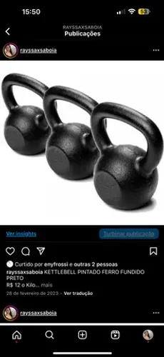 KETTLEBELL PINTADO FERRO FUNDIDO PRETO R$ 12 o KG