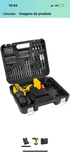Furadeira Parafusadeira Vonder Impacto 3 * 8 12V A Bateria, AMARELO/PRETO