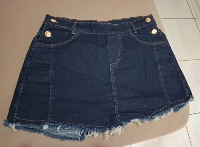 Short saia Jeans escuro- Tam. 46 - Novo