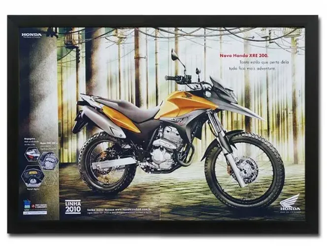 Honda XRE 300 ou NXR 160 Bros - Quadro / pôster decorativo com propaganda original revista