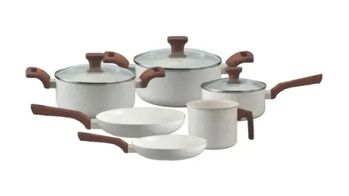 Imagem do Produto Conj Jogo 6 Panelas Pratic Cook Vanilla Marmol Indução Mimo Mimo Style
