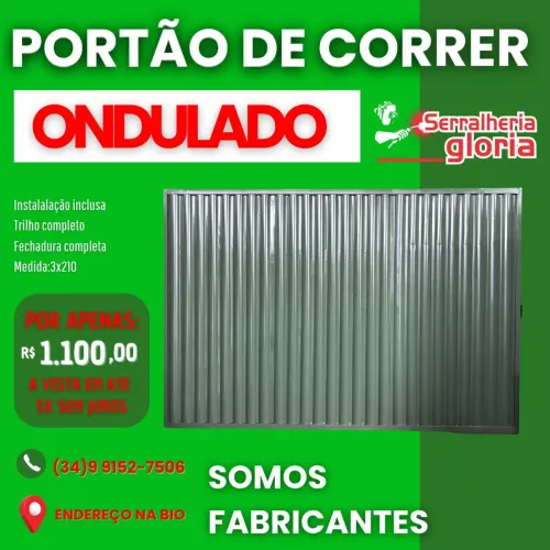 Portão de Correr Ondulado Completo - Serralheria Glória