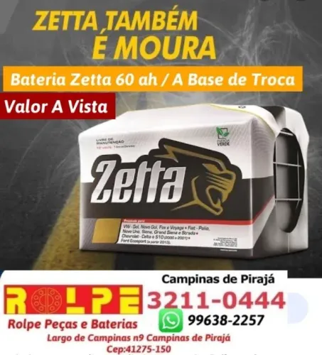 Bateria\\Zetta 60 Amperes -18 Meses de Garantia