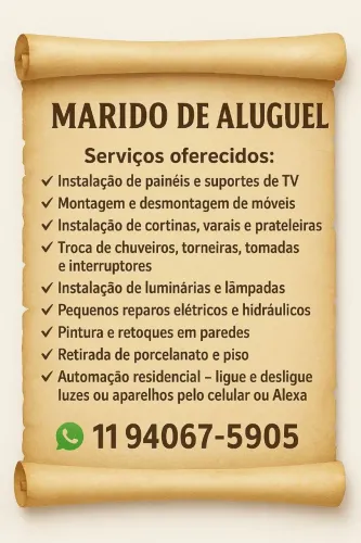 Marido de aluguel a seu dispor. 