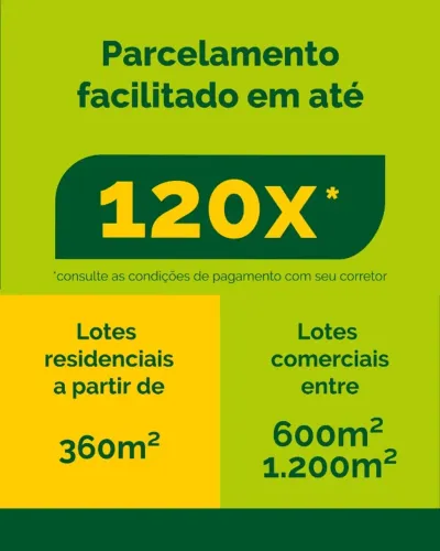 Terreno grande com opção de pagamento em até 120 vezes