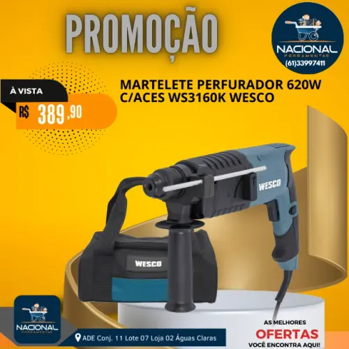 Martelete Perfurador Com Impacto Ws3160k 620w Sds Plus Wesco