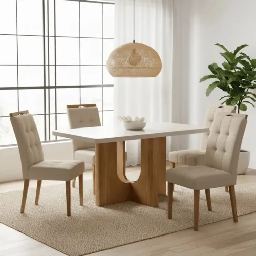 MESA DE JANTAR SUPER ELEGANTE CADEIRAS JA MONTADAS EM MADEIRA MACIÇA!! IWUTT