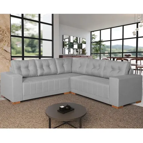 Sofá de Canto Bonfim 7 Lugares 236cm x 236cm Tecido Linho p54