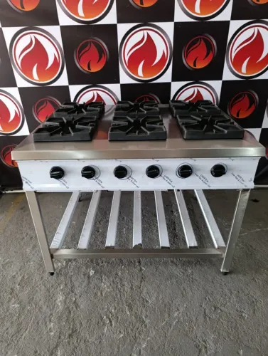 Fogão industrial 6 bocas de inox 304 novo sem uso deixamos preparado tanto pro gás GLP