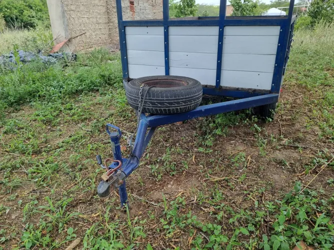 Carreta Agrícola Azul com Pneus
