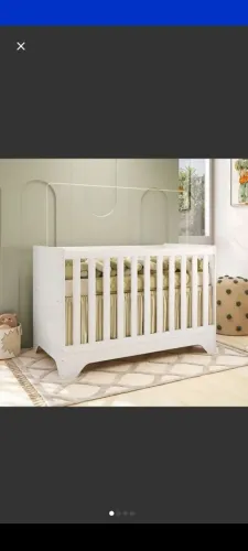 Berço Americano 3 em 1 Popy Retrô 100% Mdf Branco Brilho - Móveis Peroba