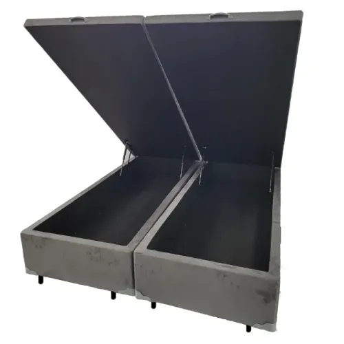 Base Box Baú King Bipartido Blindado Cinza - Entrega Rápida!