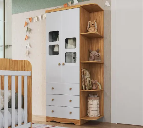 Guarda Roupa 2 Portas Lumi com Prateleira, 100% MDF(Novo)