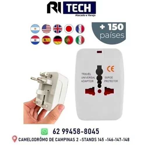 Adaptador de Tomada Universal Internacional Uk Eua Europa Asia Universal Todas Entradas