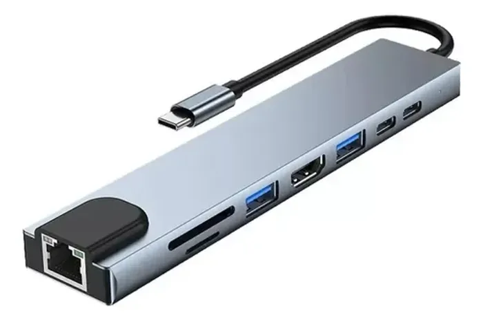 Hub Tipo-C 8 em 1 HDMI 4K, LAN e Múltiplas Portas At-Tpc Shinka Loja Coimbra Computadores