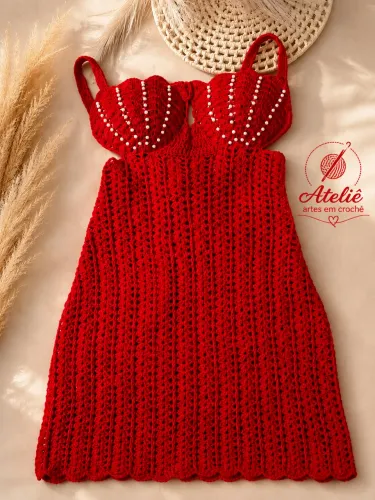 Vestidos em Crochê  com Pérolas elegante