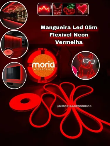 Mangueira Neon Led vermelha 5 metros Flexível Resistente a água
