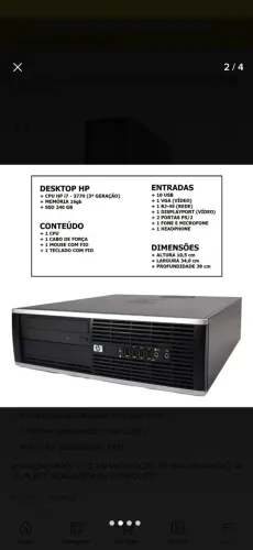Cpu Hp Compaq Elite i7 240gb 16Gb Memória <br>8300 Sff Core 17 Ssd 240<br>16gb De Memória