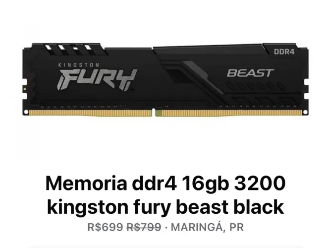 Memória ram 16GB DDR4