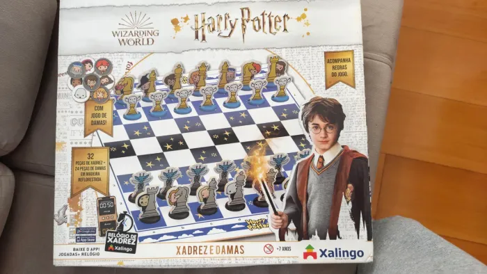 Jogo Xadrez E Damas Harry Potter Xalingo - 100% Completo Em Madeira