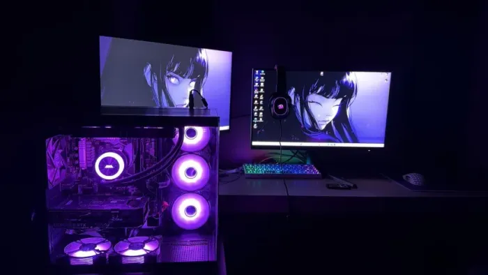 PC GAMER RYZEN 7 5700X + RTX 5060 Ti 8GB - WATER COOLER - GABINETE AQUÁRIO