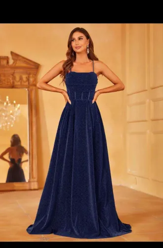 VESTIDO AZUL MARINHO COM GLITTER