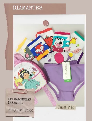 Kit calcinhas infantil