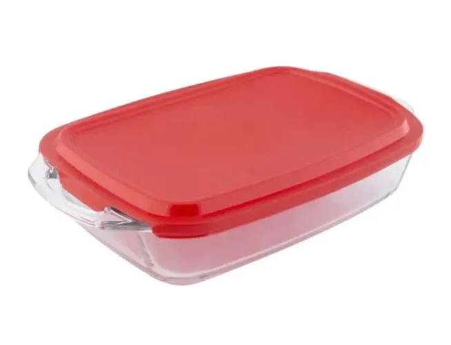 Assadeira de Vidro Retangular com Tampa Marinex