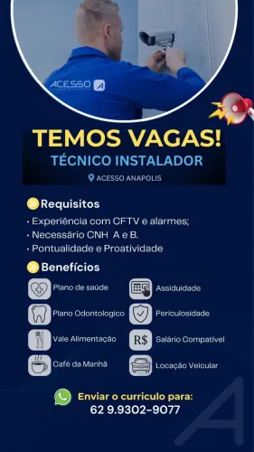 Vaga para Técnico Cftv