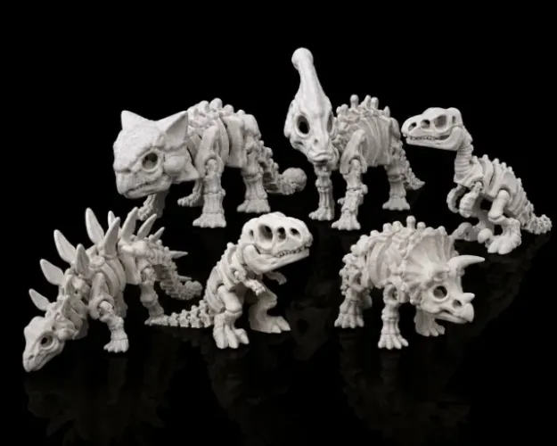 Kit Coleção 6 Dinossauros Fósseis Articulados - Acabamento Premium
