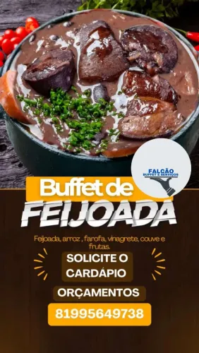 Buffet de feijoada + entradas e bebidas não alcoólicas. 