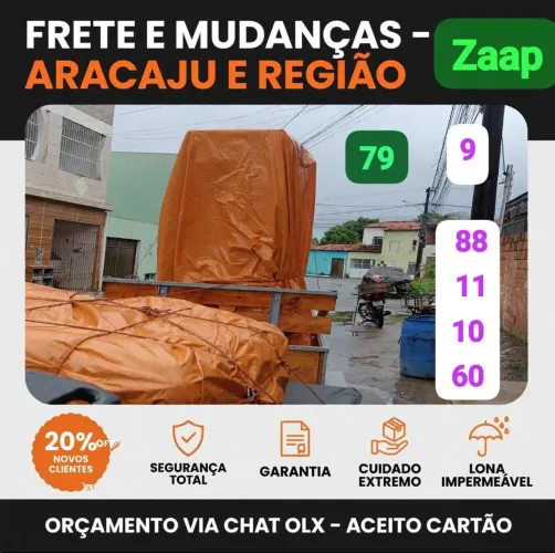 FRETE FRETES ARACAJU CLIENTE NOVO PREÇO BARATO
