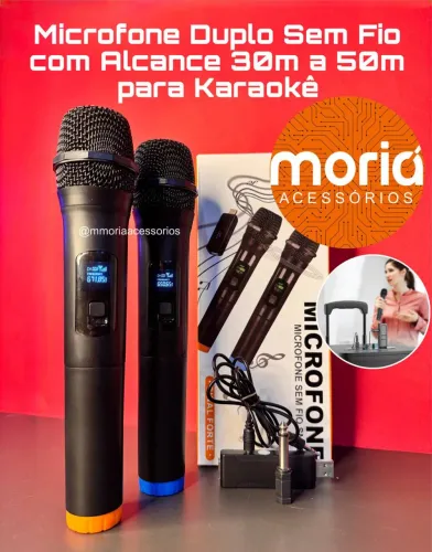 Microfones Sem Fio Dinâmico Profissional Recarregável V16U Com Receptor USB
