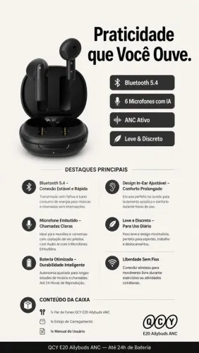 Fone qcy E20 anc earbuds