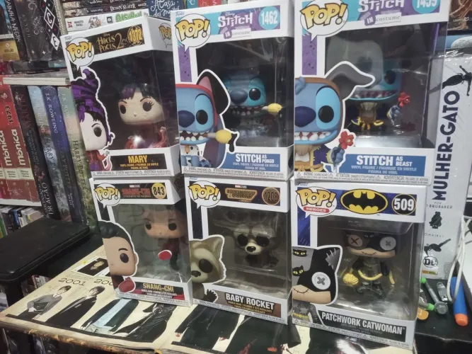 Funko stitch, x23, abgail, Marcel, dc, arlequim,