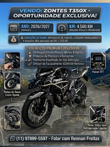 Zontes T350X 2026 - Impecável | Apenas 4.500 km | Muito nova