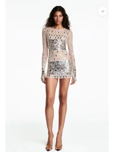 vestido curto com aplicações off white tig p