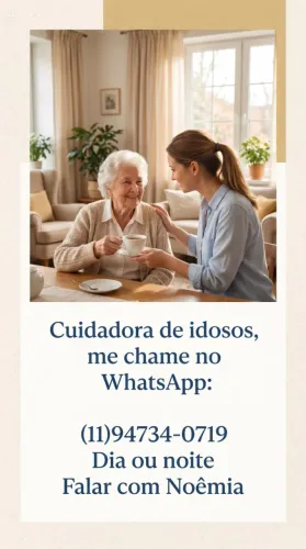 Ofereço meus serviços como cuidadora de idosos durante o dia ou à noite