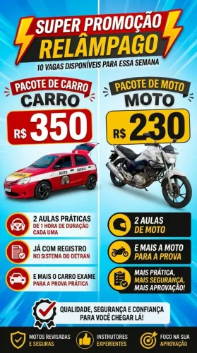 Aulas de carro e moto 