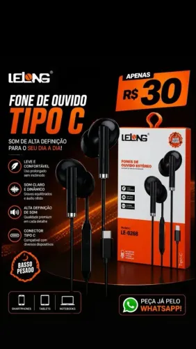 Fone de ouvido tipo C