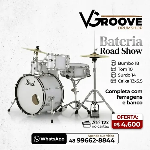 Bateria Pearl RoadShow Whait solid.
