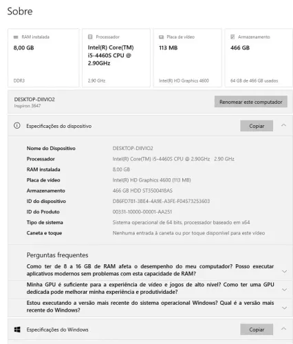 PC DELL i5-4460s 8GB RAM + hd 500GB