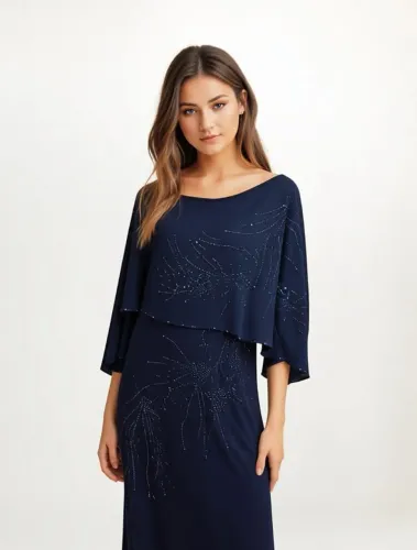 Vestido de festa New Fashion bordado azul M