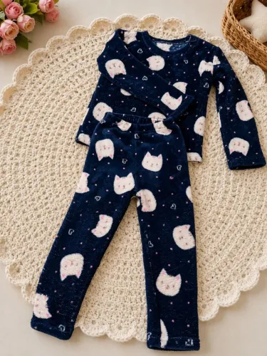Pijama Infantil Soft / Pelúcia Gatinho - Usado - Tam 1 a 2 anos