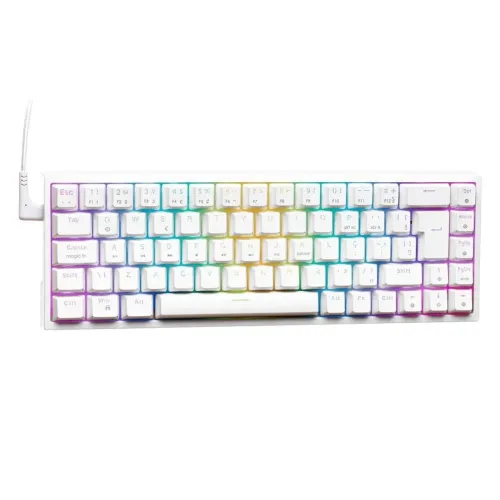 Teclado Mecânico Gamer Husky Gaming Hailstorm, 65%, RGB, Switchs Gateron Red, Branco
