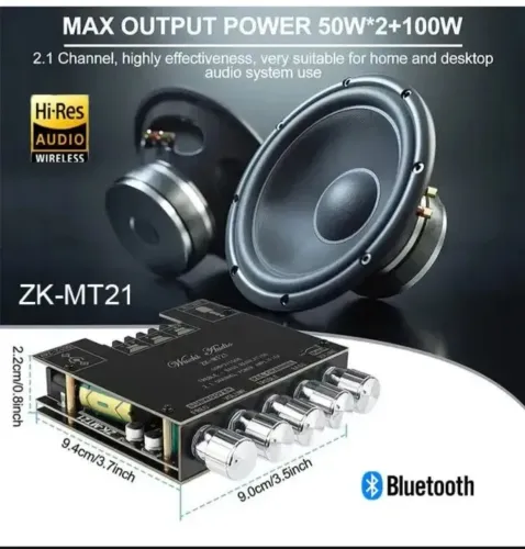 Placa amplificador 2.1 bluetooth 200w RMS  ZK-mt21 