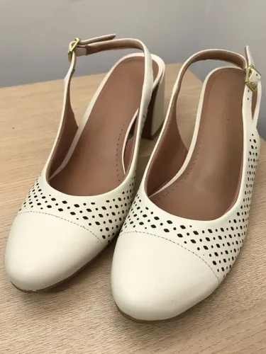 sapato slingback usaflex couro off-white/branco 38