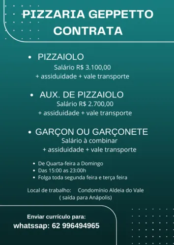 PIZZARIA GEPPETTO CONTRATA